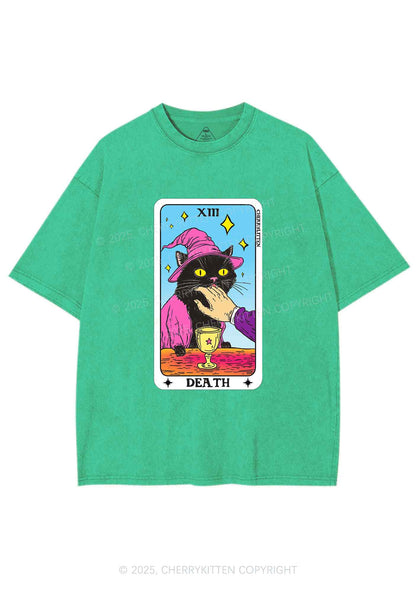 Halloween Death Black Cat Y2K Shirts Washed Tee Cherrykitten