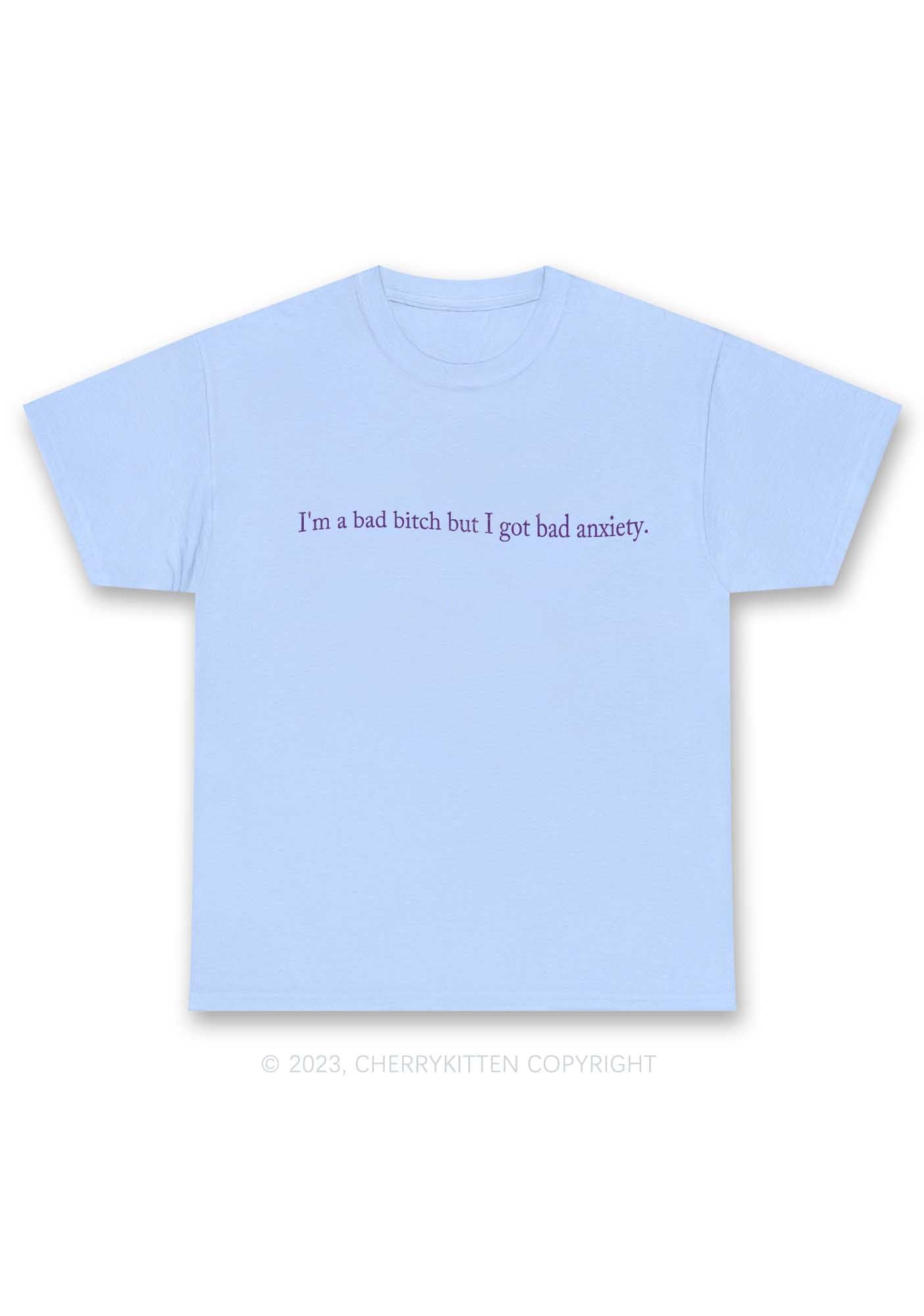 I'm A Bad Bxxch But I Got Bad Anxiety Y2K Chunky Shirt Cherrykitten