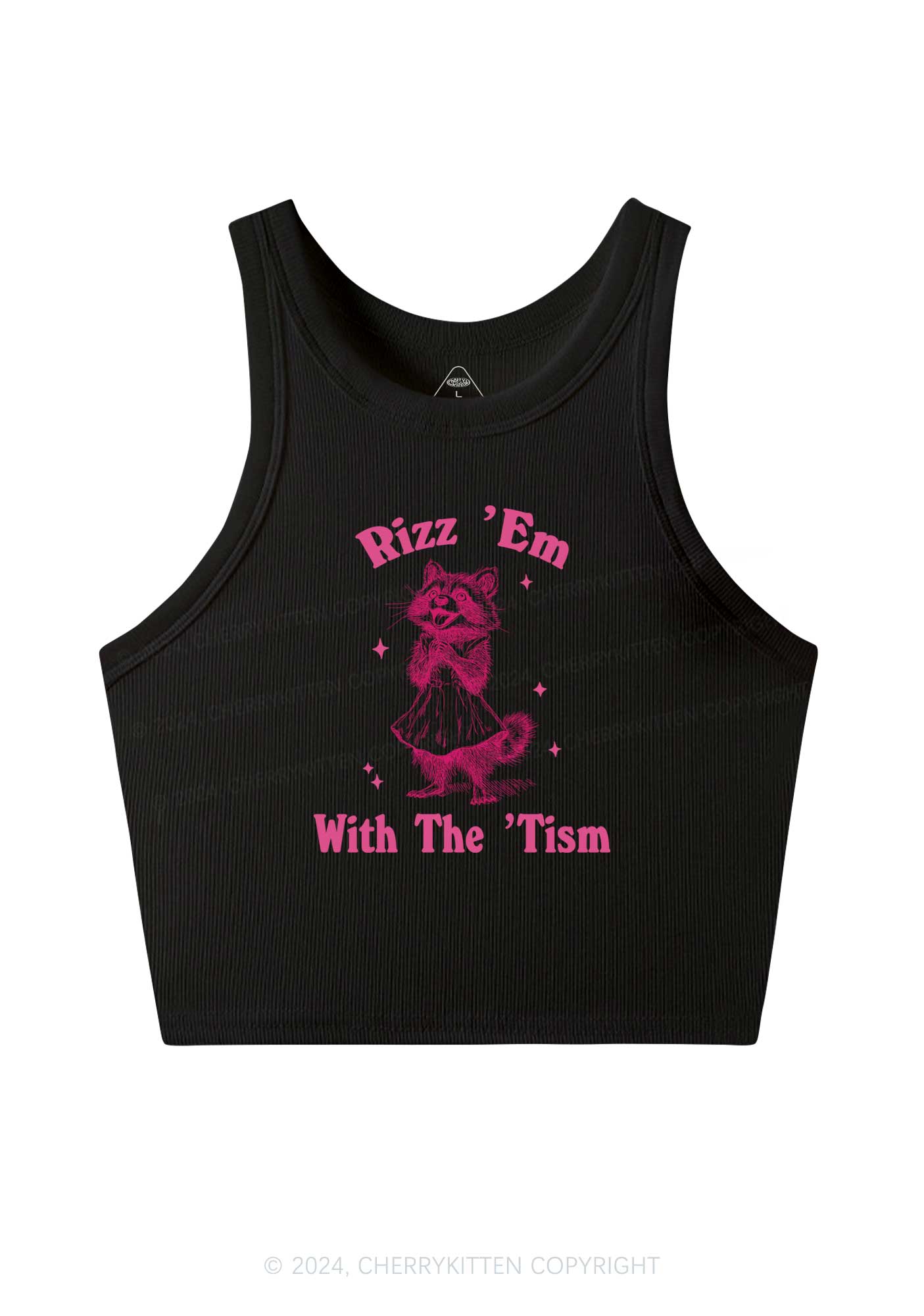 Rizz Em With The Tism Y2K Crop Tank Top Cherrykitten