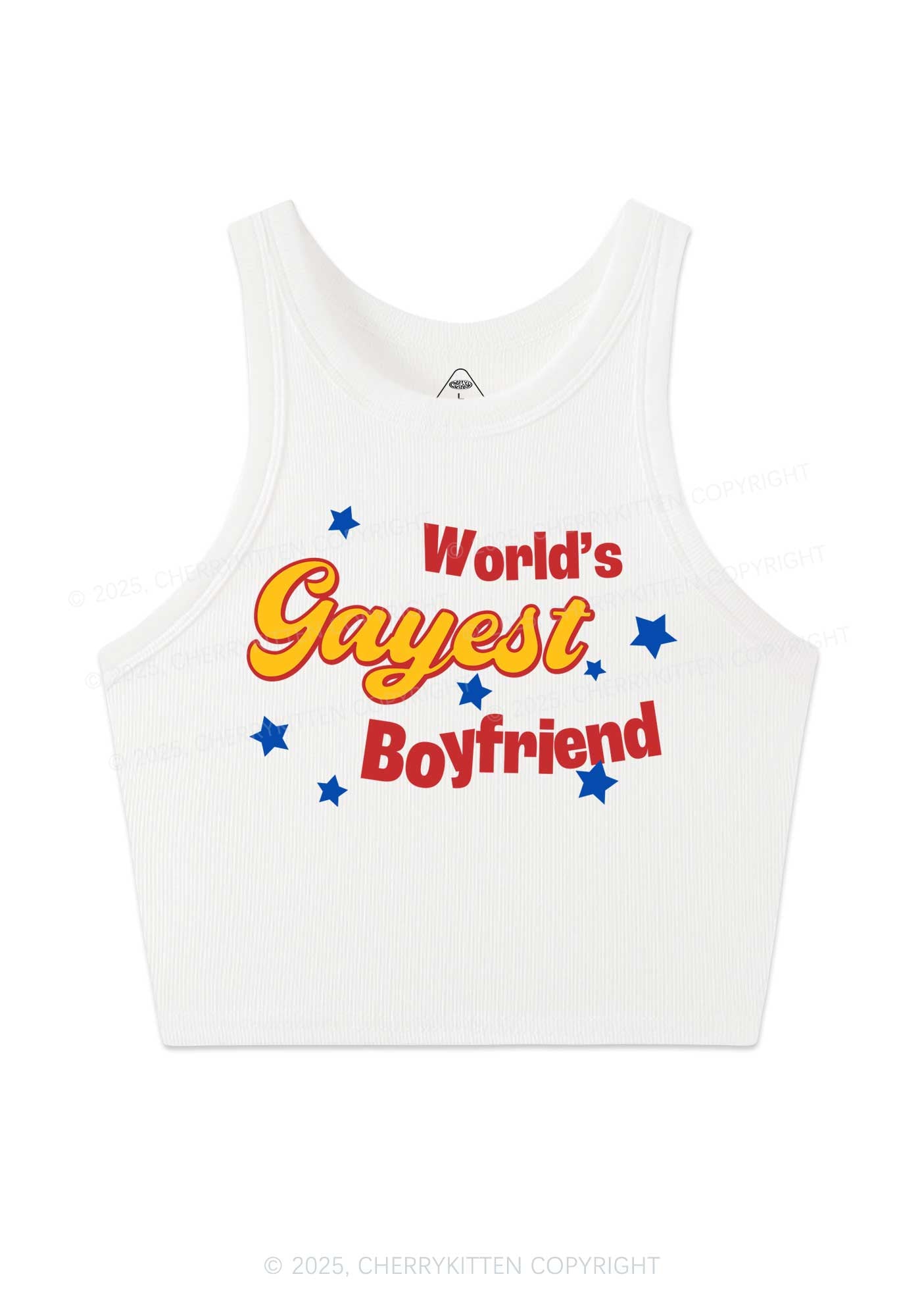 Worlds Gayest Boyfriend Pride Y2K Crop Tank Top Cherrykitten