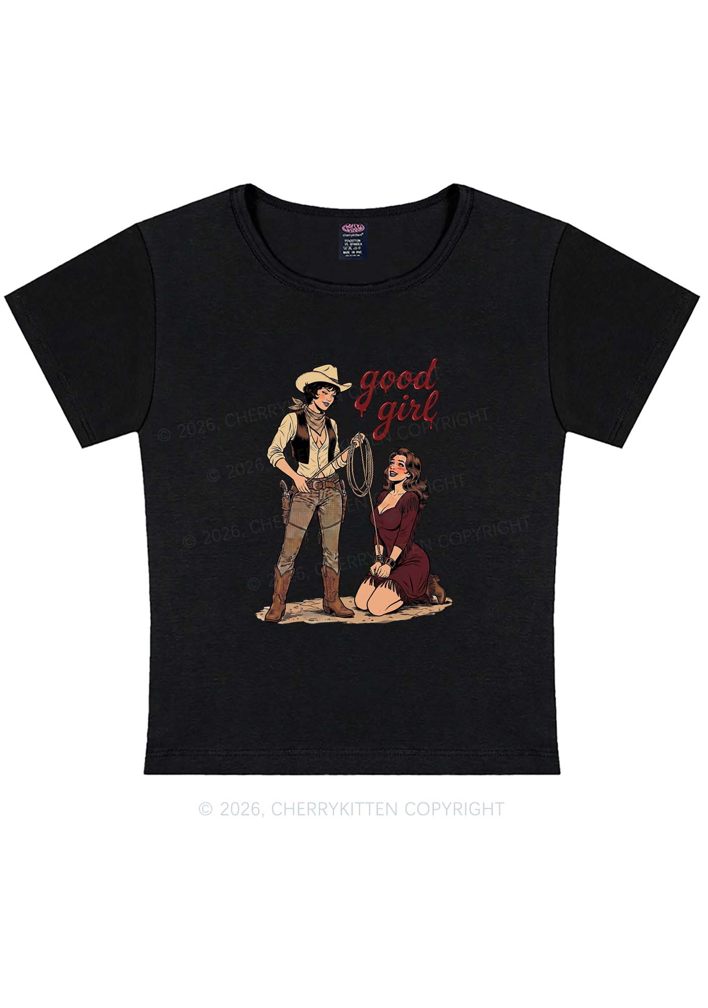 Good Girl Western Cowgirls Pride Y2K Baby Tee Cherrykitten