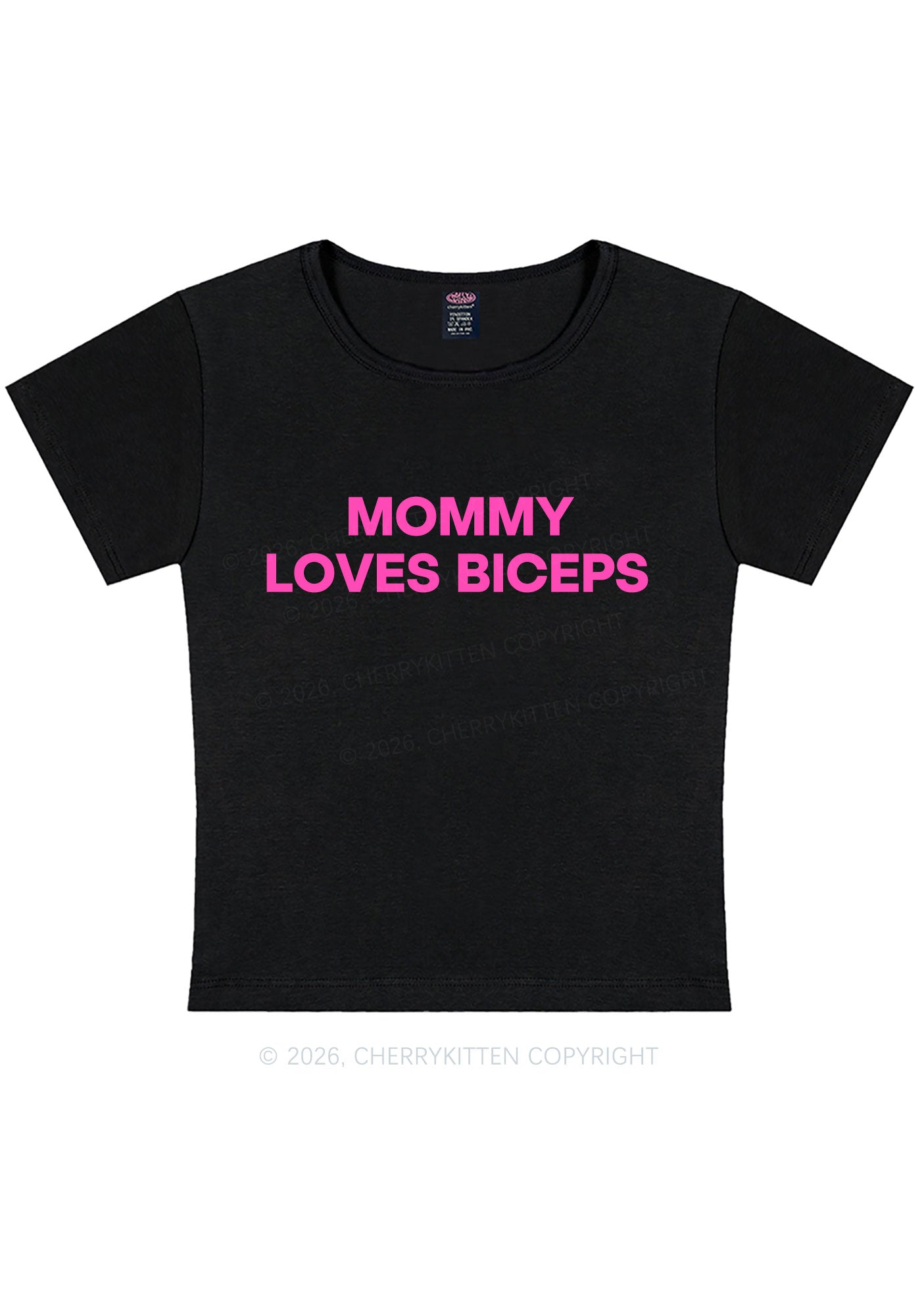 Mommy Loves Biceps Y2K Baby Tee Cherrykitten