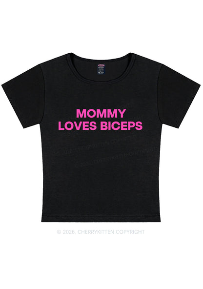 Mommy Loves Biceps Y2K Baby Tee Cherrykitten