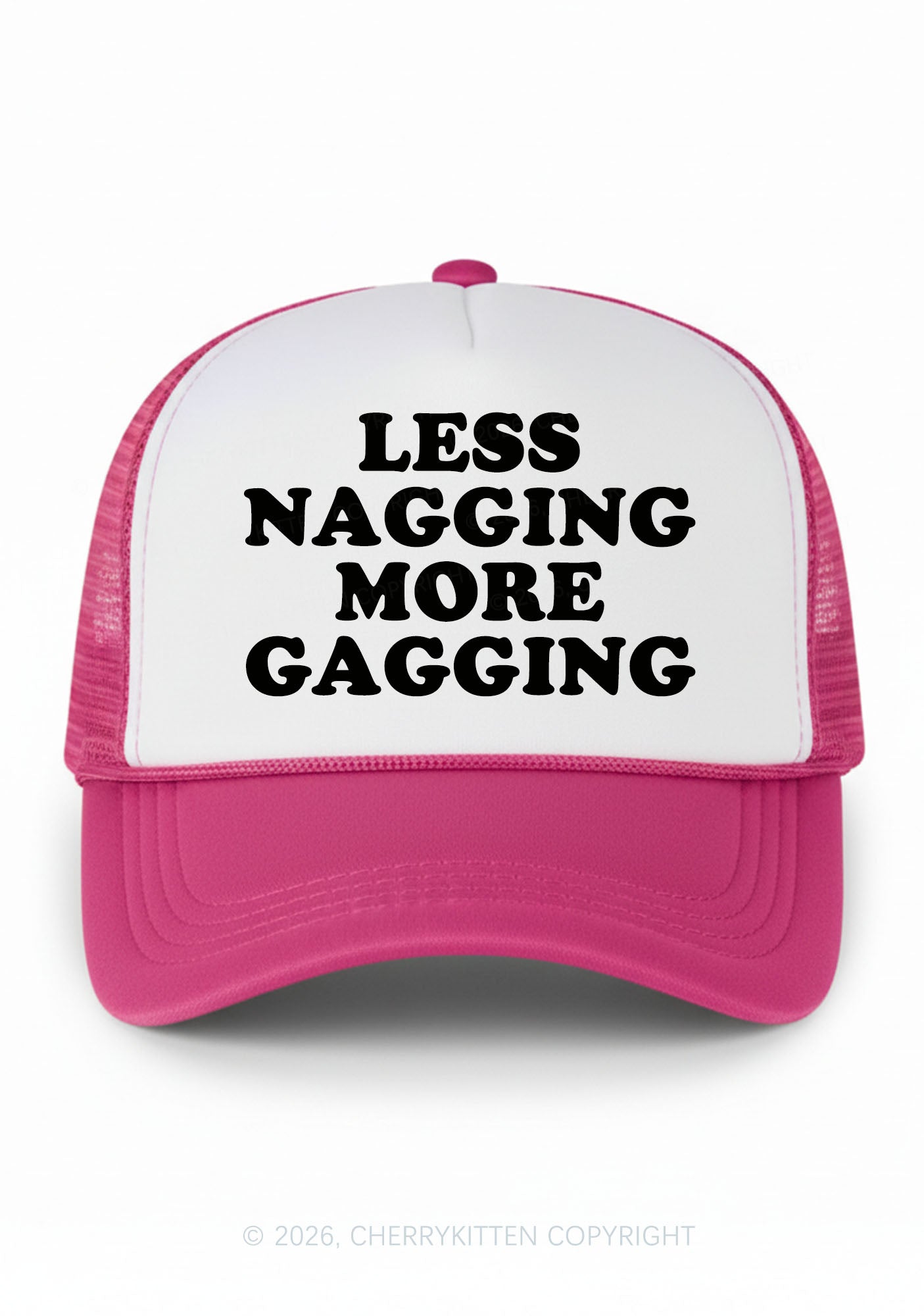 Less Nagging More Gagging Y2K Colorblock Trucker Hat Cherrykitten