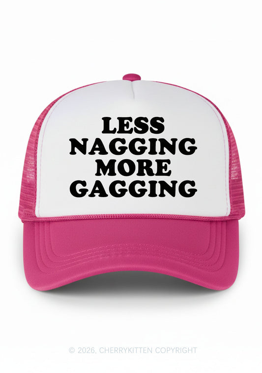 Less Nagging More Gagging Y2K Colorblock Trucker Hat Cherrykitten