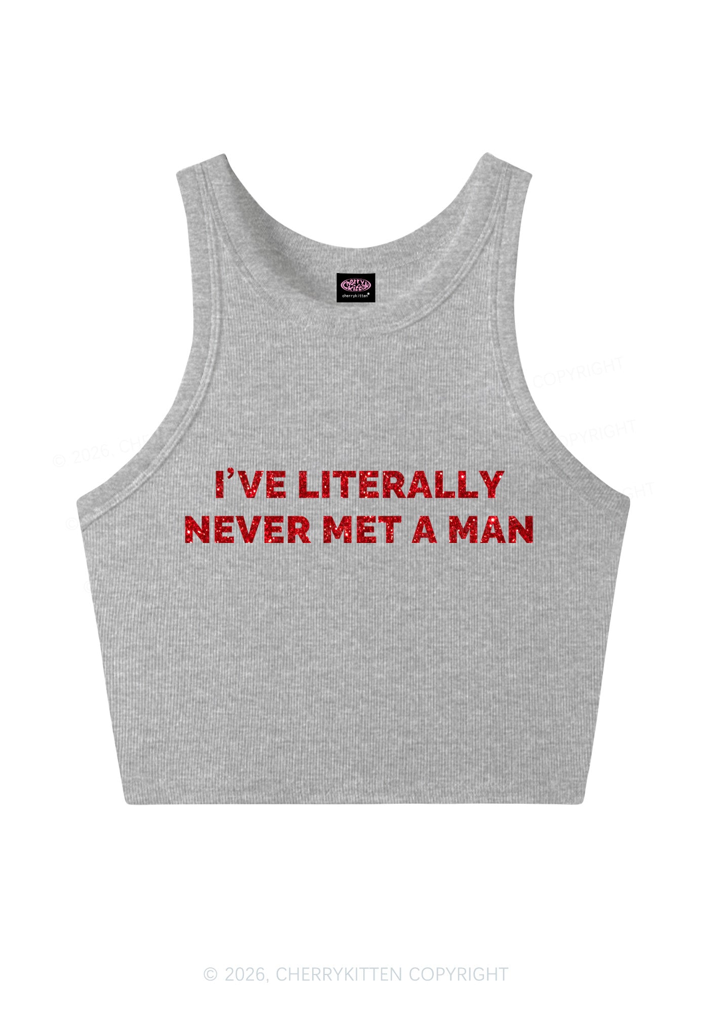 Glitter Never Met A Man Pride Y2K Crop Tank Top Cherrykitten