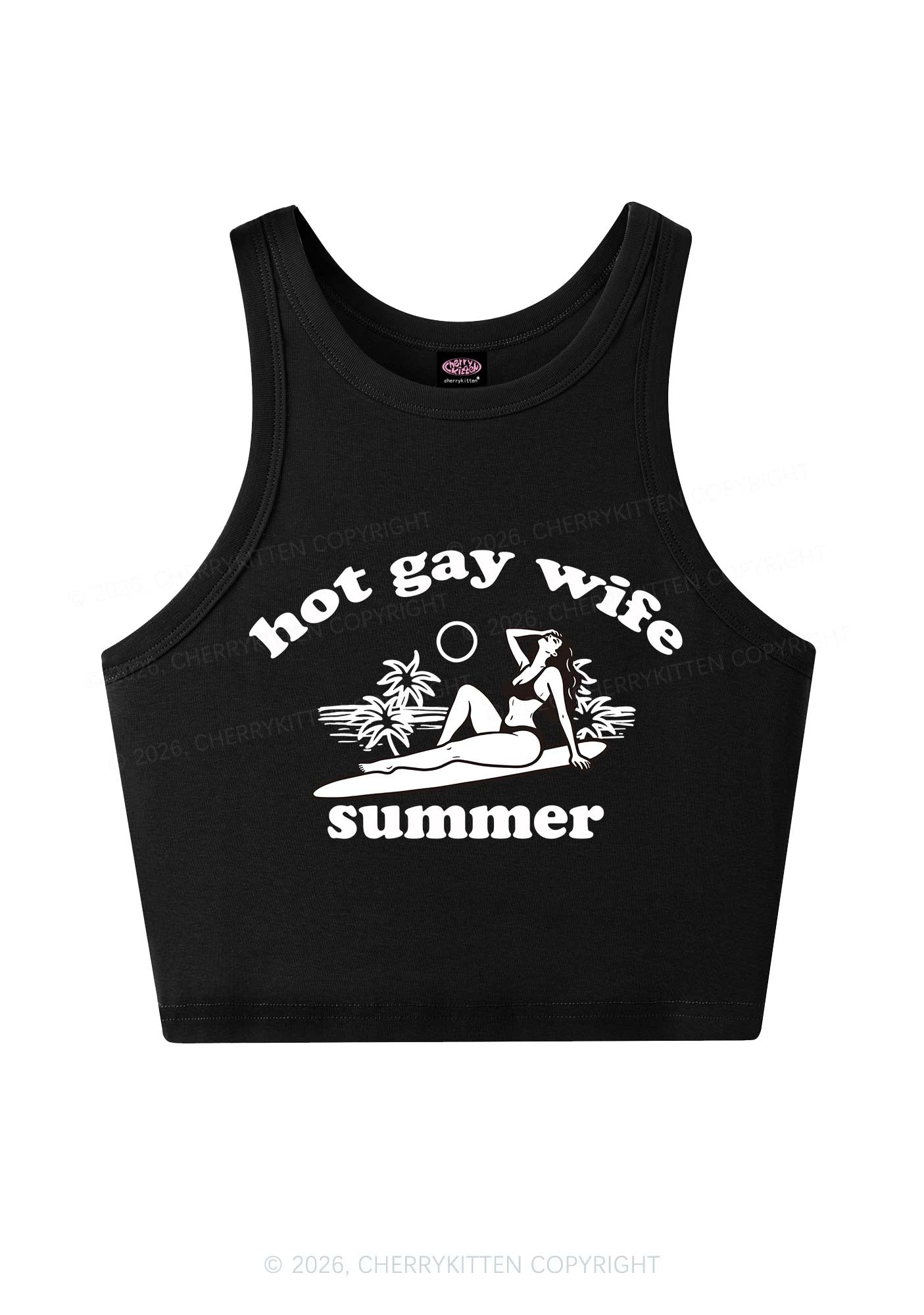 Hot Gay Wife Summer Pride Y2K Crop Tank Top Cherrykitten
