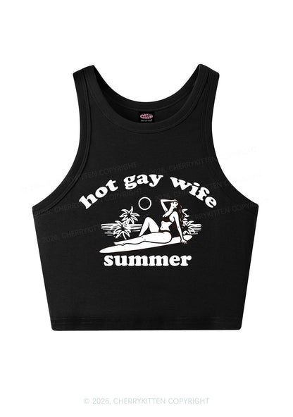 Hot Gay Wife Summer Pride Y2K Crop Tank Top Cherrykitten
