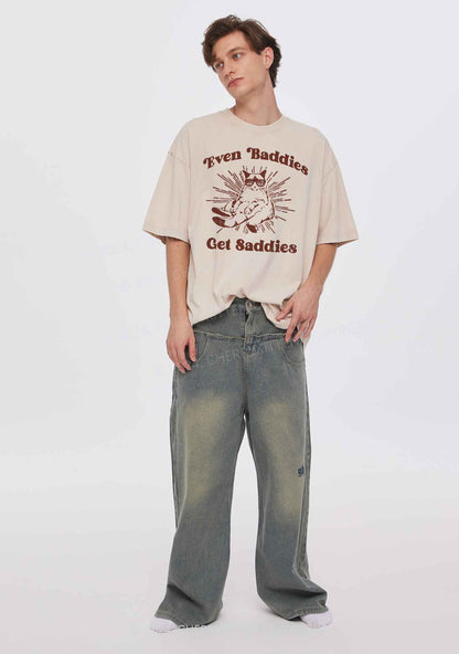 Baddies Cat Y2K Washed Tee Cherrykitten
