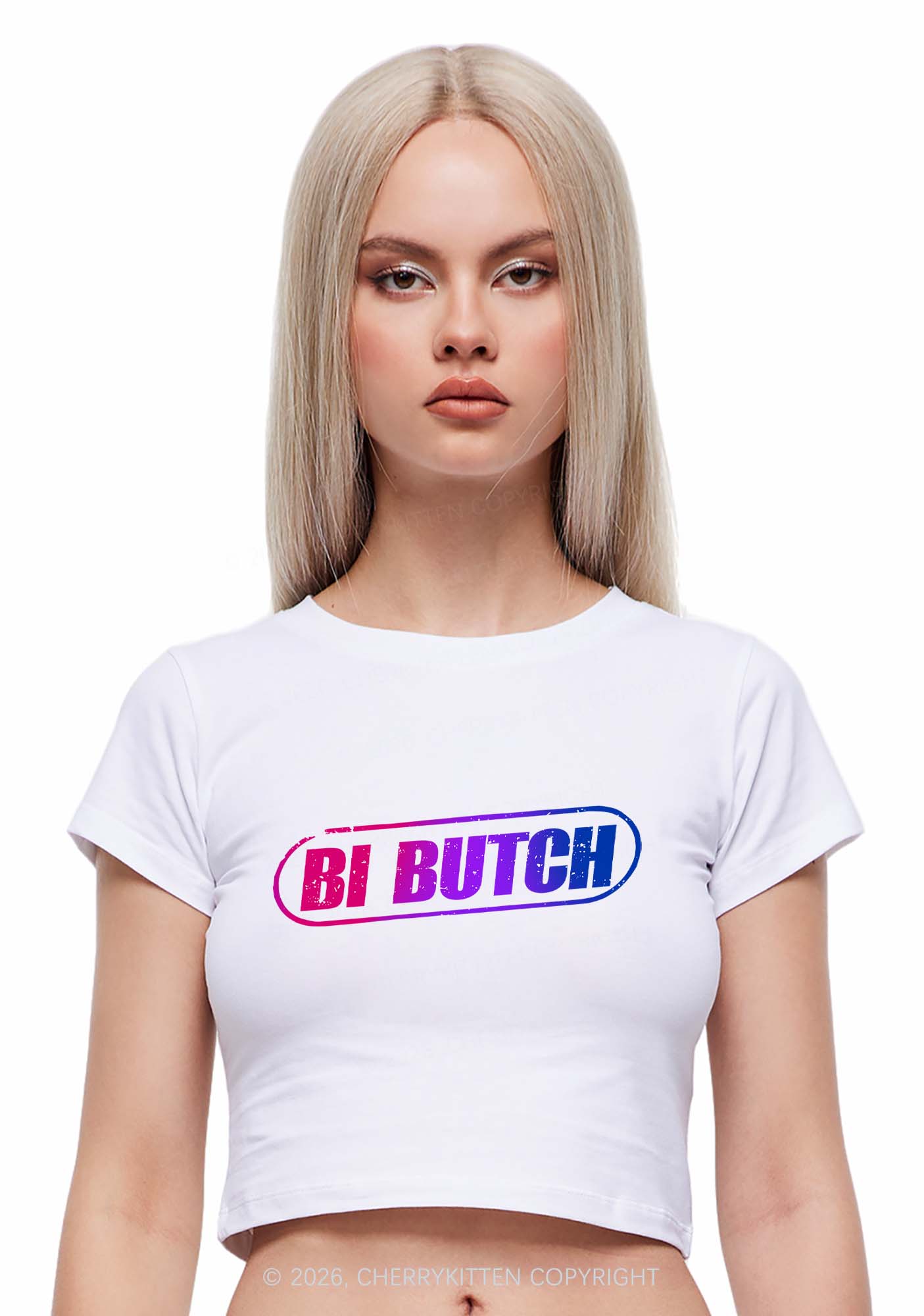 Bi Butch Pride Y2K Baby Tee Cherrykitten
