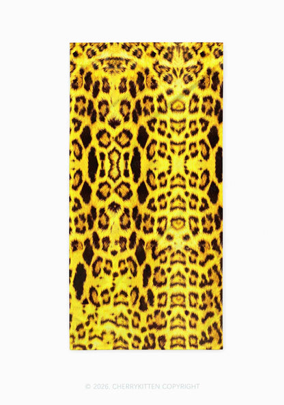 Yellow Leopard Y2K Beach Towel Cherrykitten