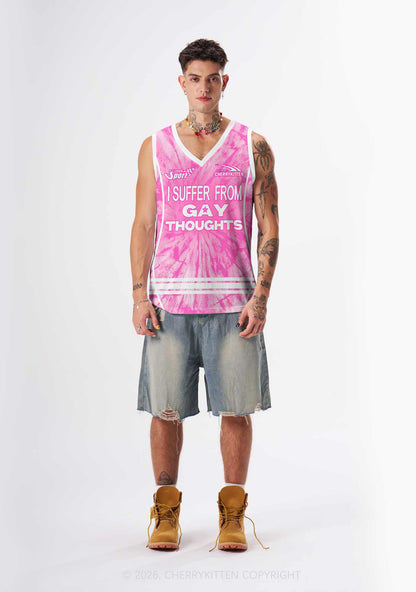 Pink Tie Dye Gay Thoughts Pride Y2K Sport Jersey Tank Cherrykitten