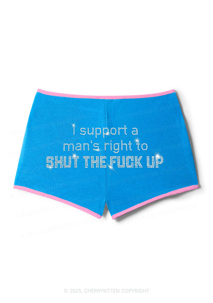 Rhinestone I Support A Mans Right Y2K Booty Shorts Cherrykitten