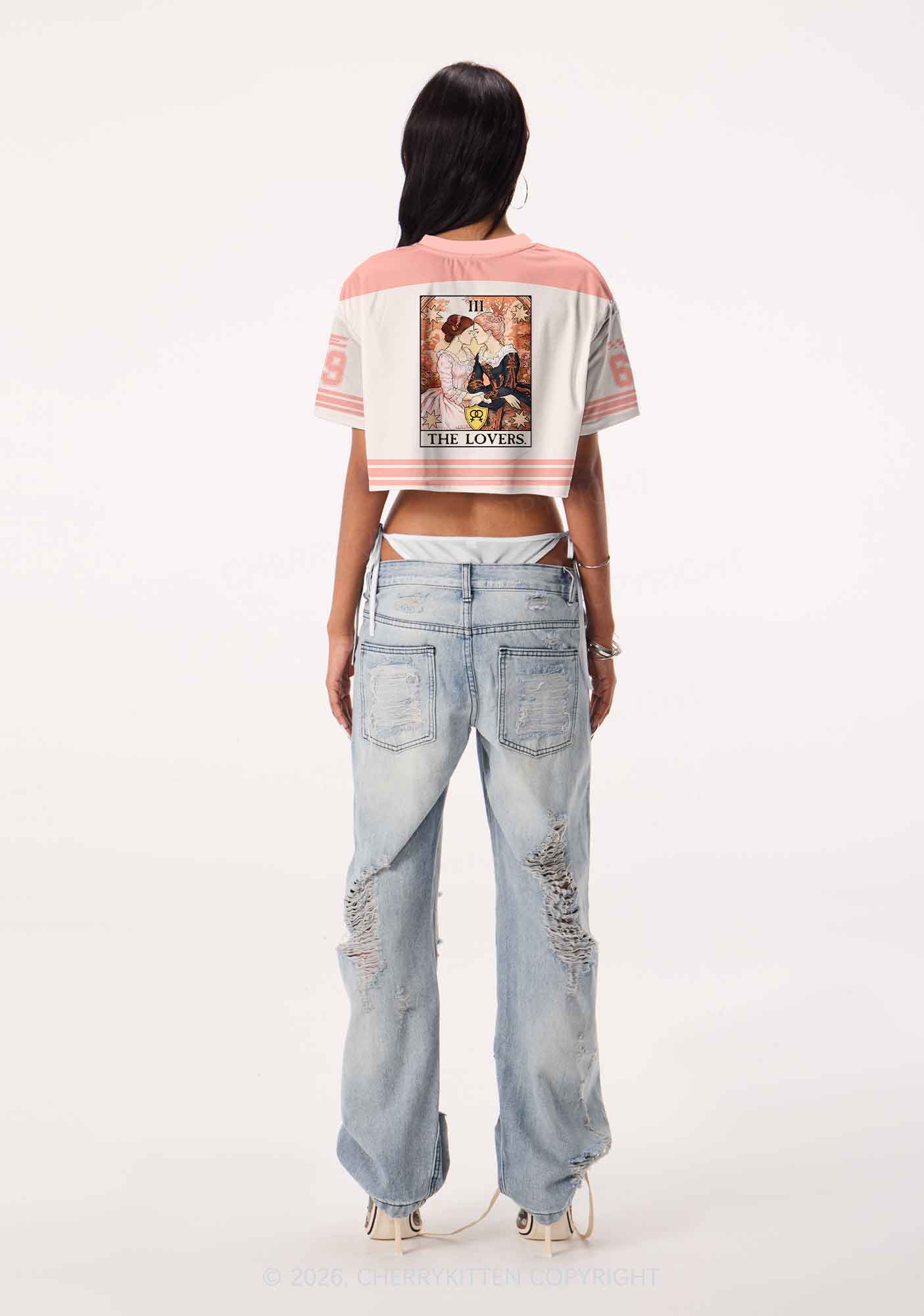 Victorian Rose Lesbian Pride Y2K Crop Sport Jersey Shirts Cherrykitten