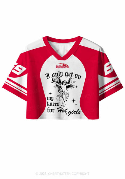 Get On My Knees For Hot Girls Pride Y2K Crop Sport Jersey Shirts Cherrykitten