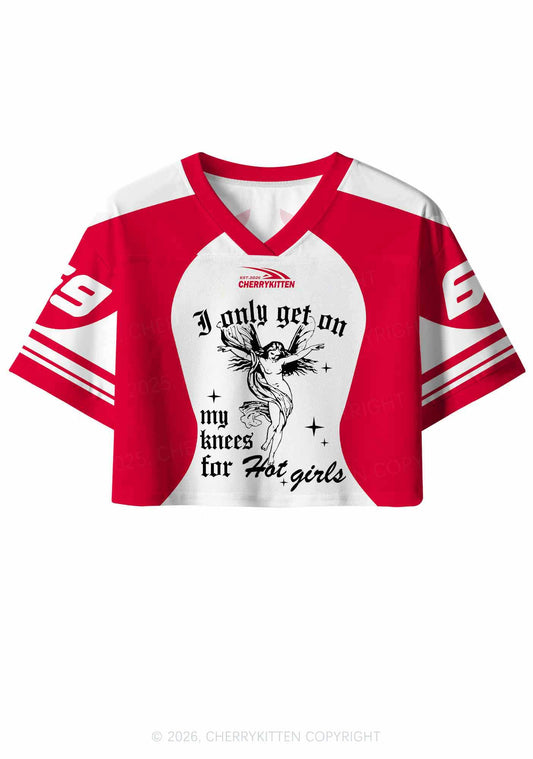 Get On My Knees For Hot Girls Pride Y2K Crop Sport Jersey Shirts Cherrykitten