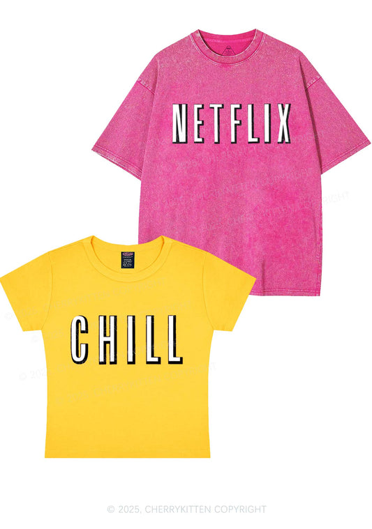 Netflix Chill Y2K Valentine's Day Couple Shirt Cherrykitten