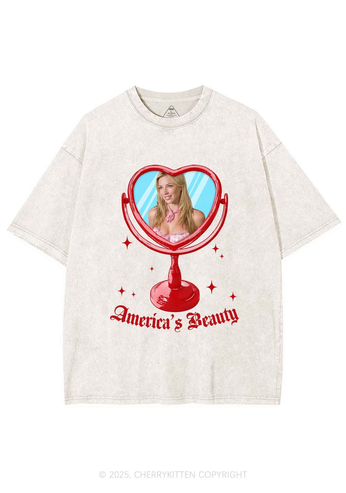 Custom Mirror Beauty Y2K Shirts Washed Tee Cherrykitten