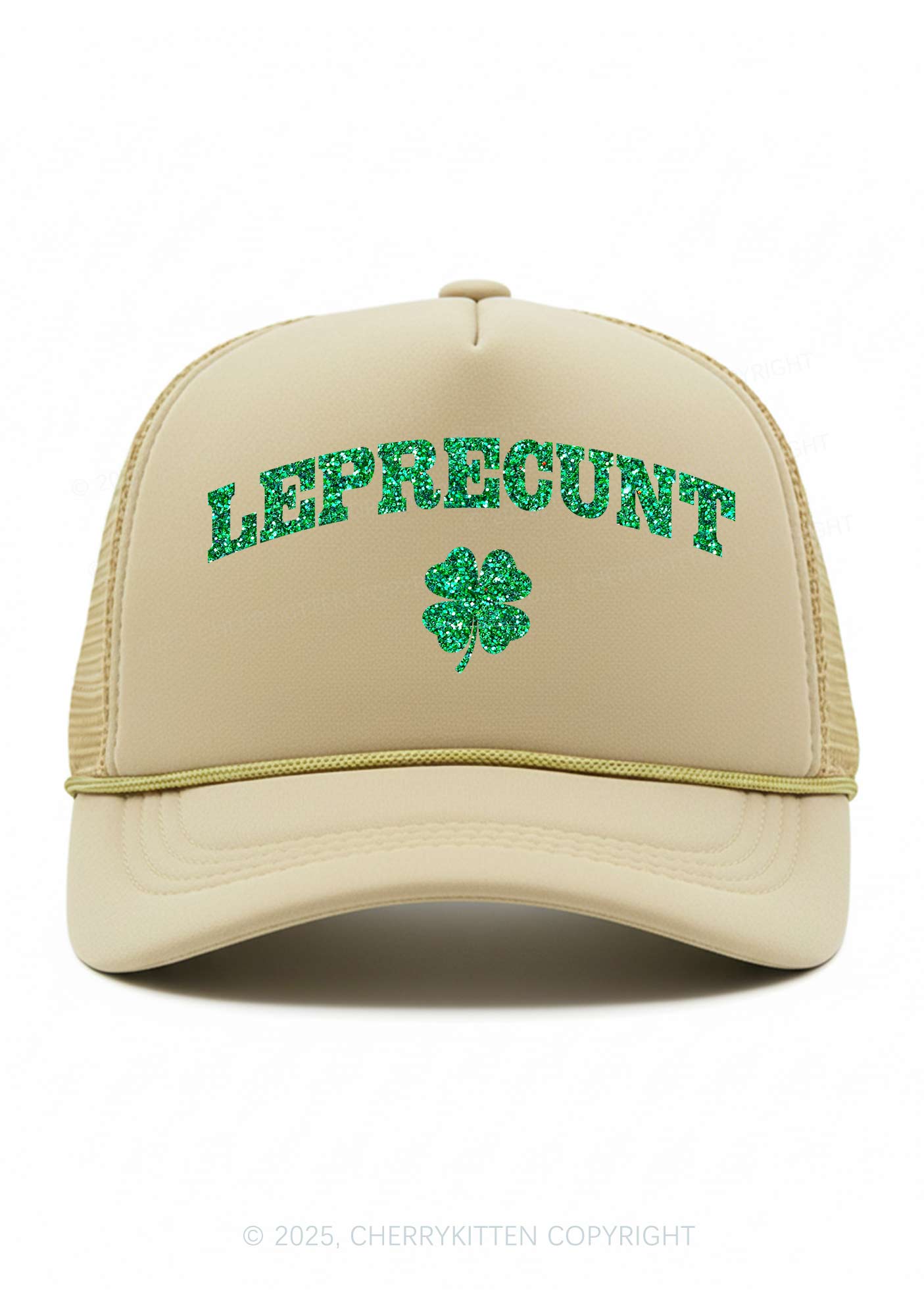 Glitter Leprecunt St Patricks Y2K Trucker Hat Cherrykitten