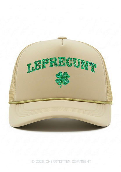 Glitter Leprecunt St Patricks Y2K Trucker Hat Cherrykitten