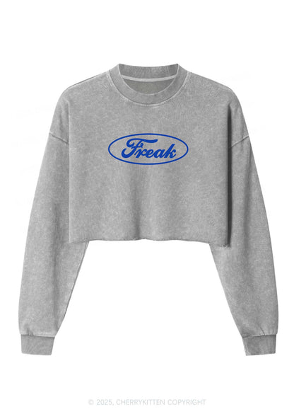 Oval Freak Y2K Crop Washed Sweatshirts Cherrykitten