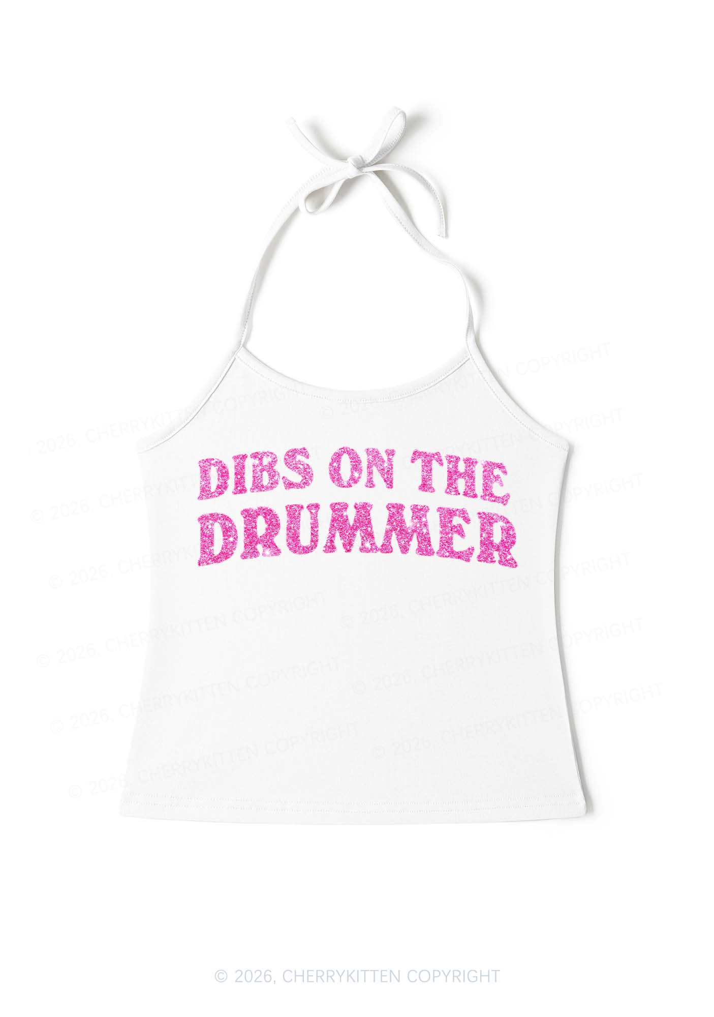 Glitter Dibs On The Drummer Y2K Halter Neck Cami Cherrykitten