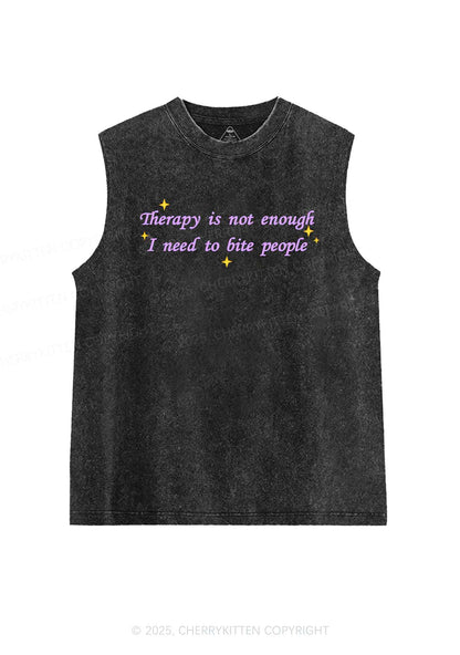 Therapy Not Enough Y2K Washed Muscle Tank Cherrykitten
