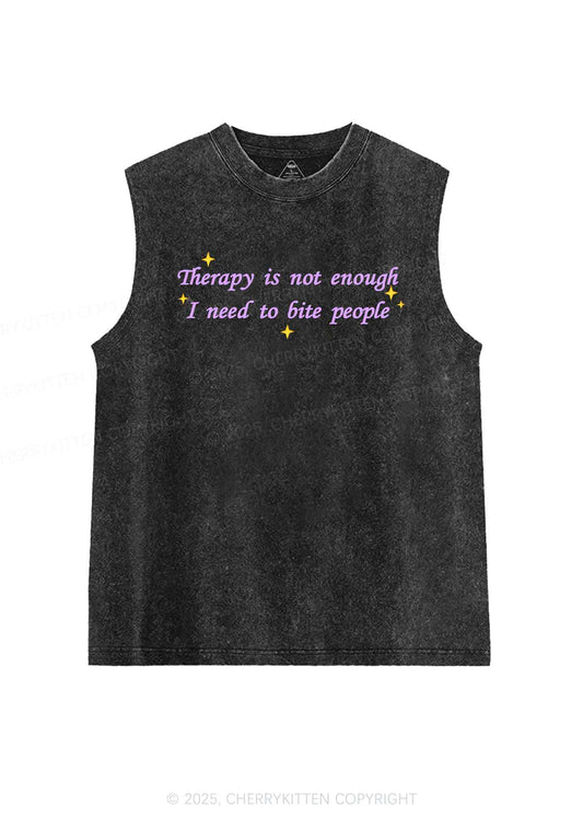 Therapy Not Enough Y2K Washed Muscle Tank Cherrykitten