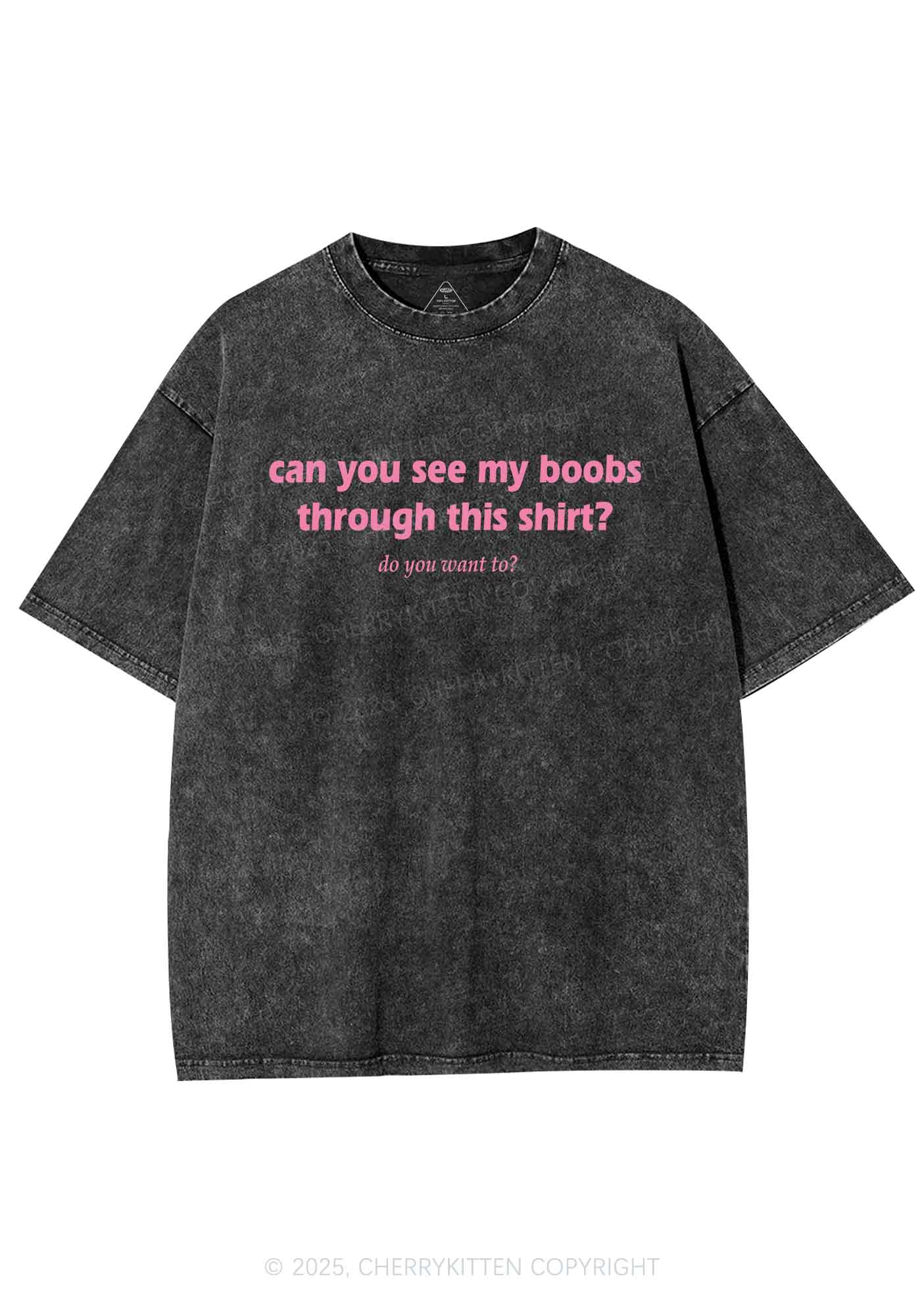 Can You See Me Y2K Shirts Washed Tee Cherrykitten