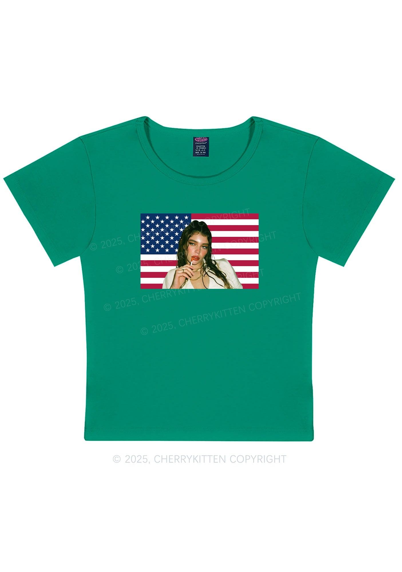 Custom Portrait Flag Y2K Baby Tee Cherrykitten