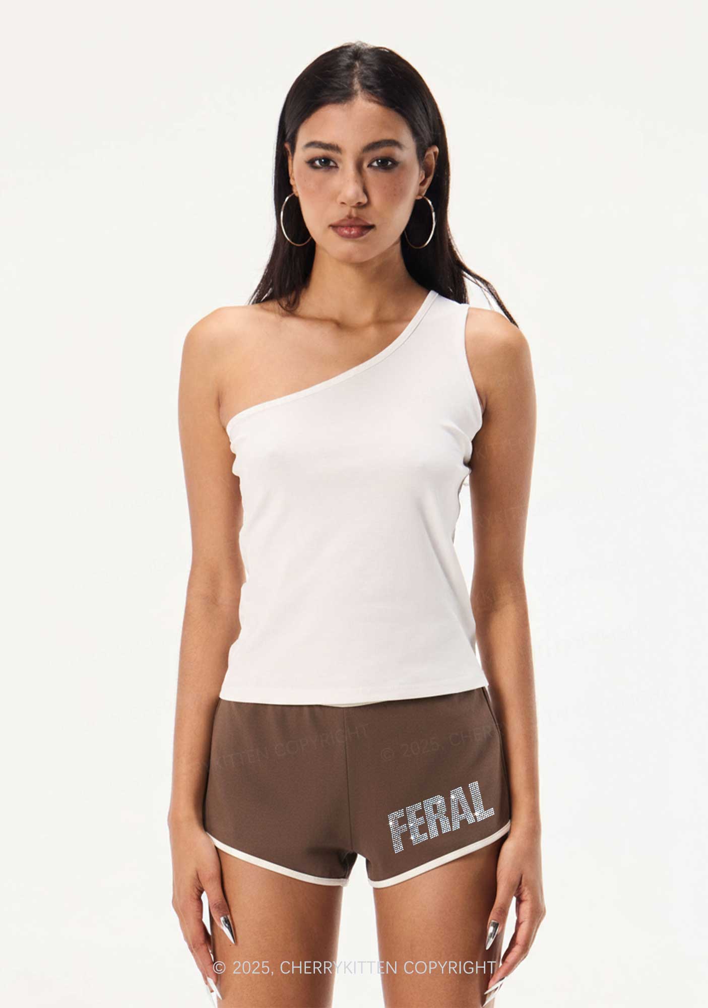 Rhinestone Mini Feral Y2K Booty Shorts Cherrykitten