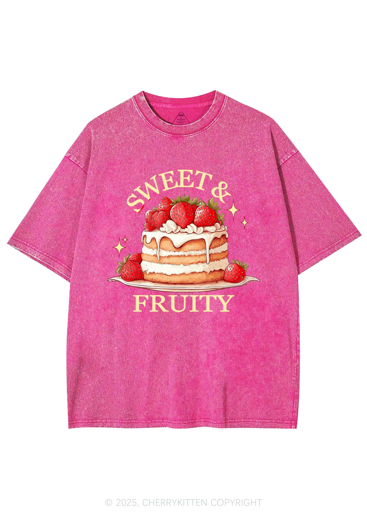 Sweet And Fruity Cake Y2K Shirts Washed Tee Cherrykitten