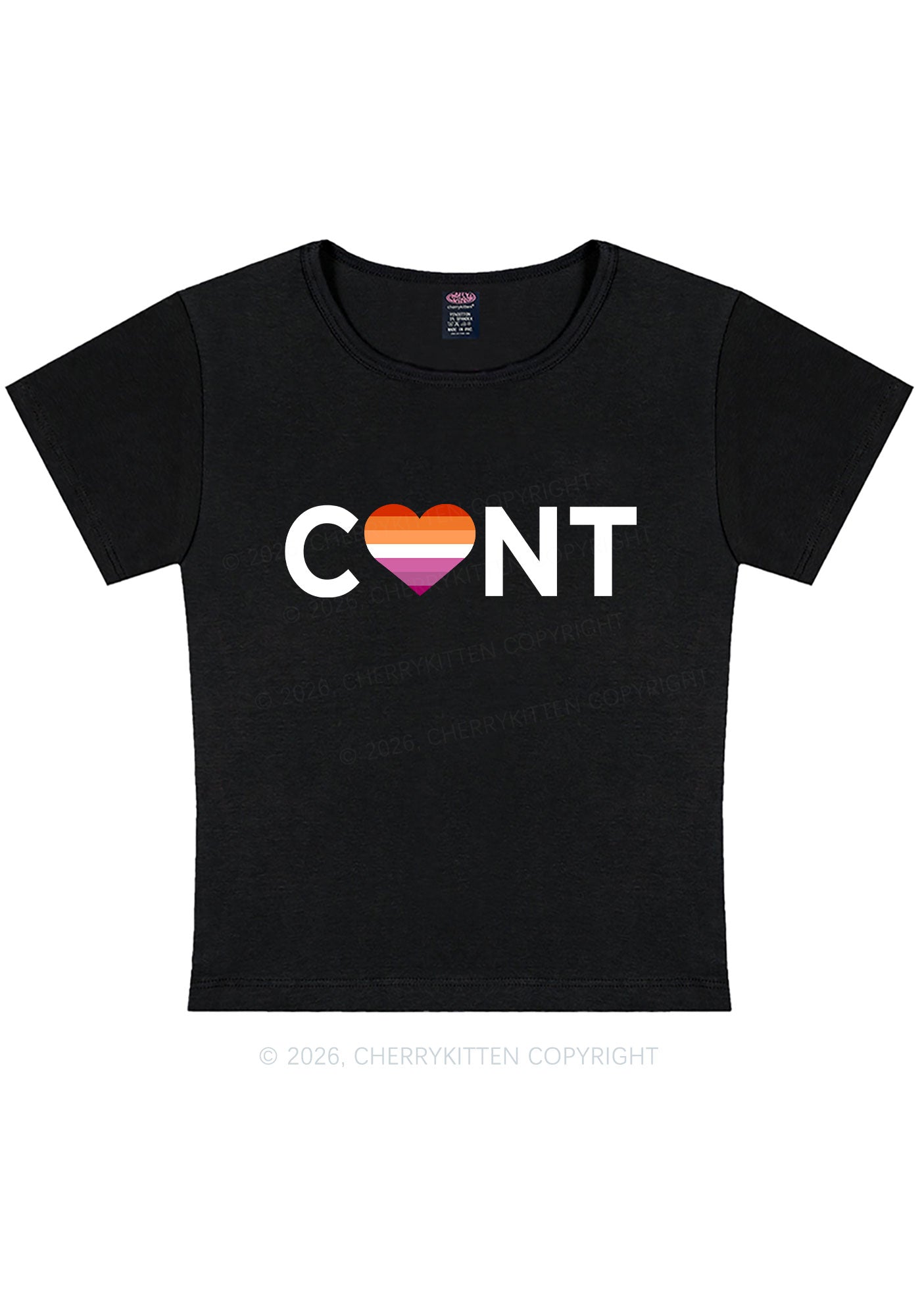 Lesbian Heart Cxxt Pride Y2K Baby Tee Cherrykitten