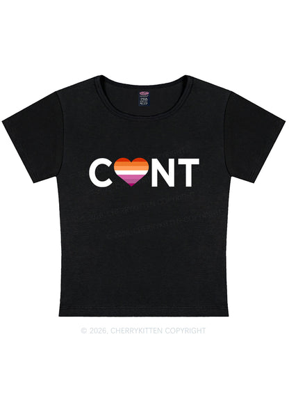 Lesbian Heart Cxxt Pride Y2K Baby Tee Cherrykitten