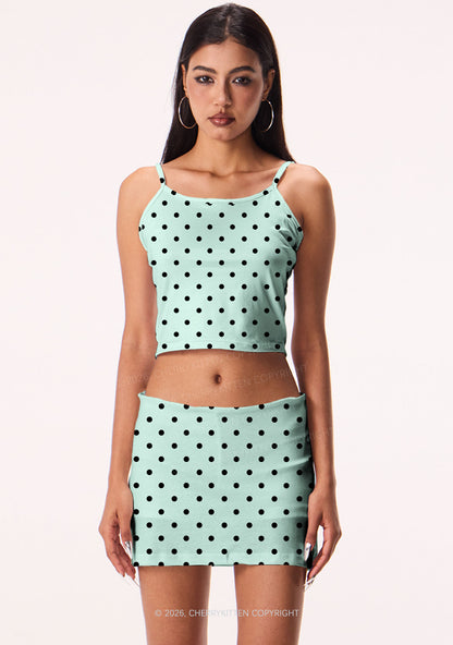 Black Dots On Mint Green Y2K Print Mini Skirt Cherrykitten