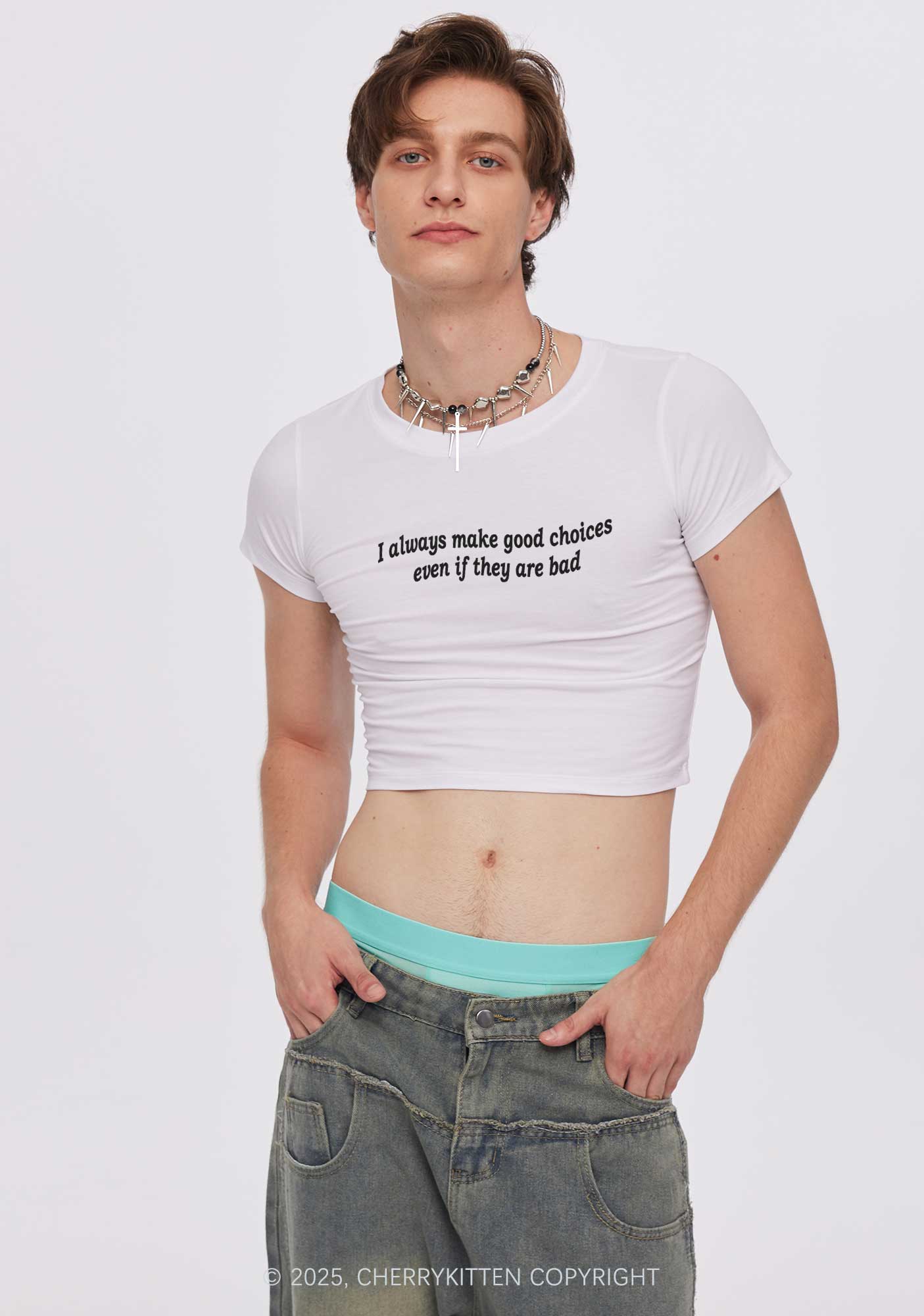 Always Make Good Choices Y2K Baby Tee Cherrykitten