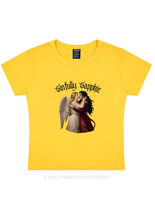 Sinfully Sapphic Pride Y2K Baby Tee Cherrykitten