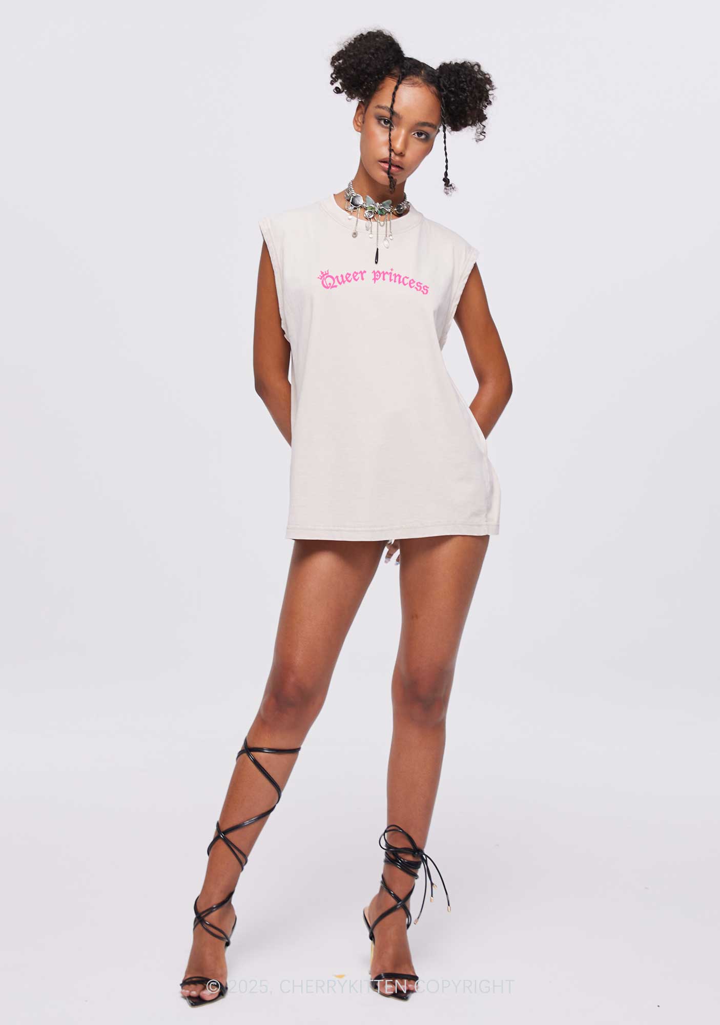 Gothic Queer Princess Pride Y2K Washed Muscle Tank Cherrykitten