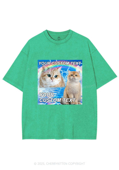 Custom Text Your Kitten Y2K Shirts Washed Tee Cherrykitten