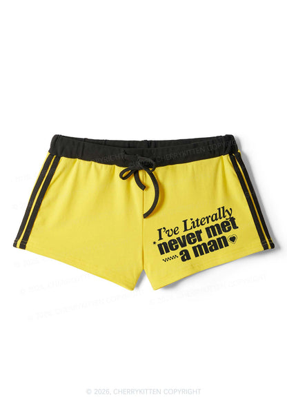 Never Met A Man Pride Y2K Drawstring Mini Shorts Cherrykitten
