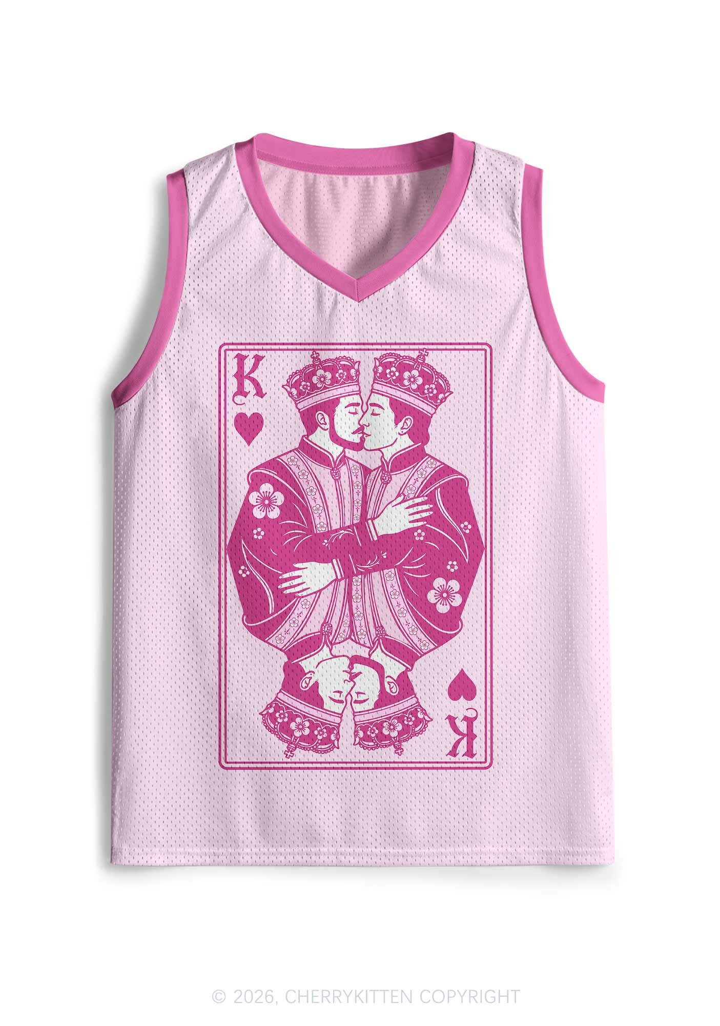 Pink Floral Two Kings Pride Y2K Sport Jersey Tank Cherrykitten
