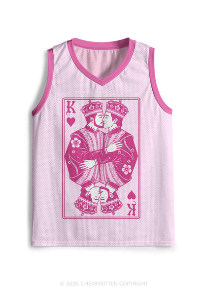 Pink Floral Two Kings Pride Y2K Sport Jersey Tank Cherrykitten