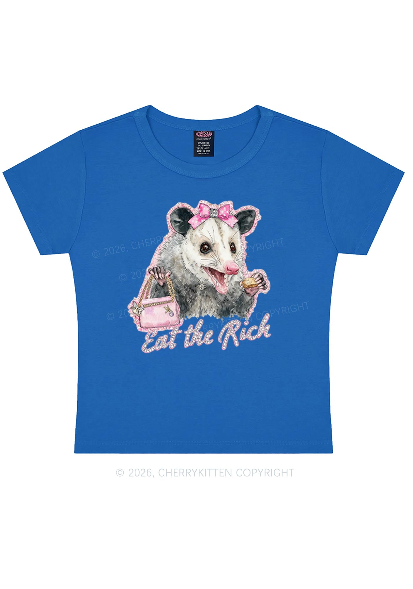 Eat The Rich Possum Y2K Baby Tee Cherrykitten