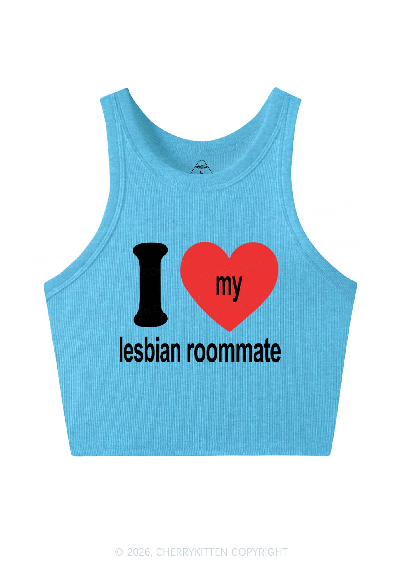 I Love My Lesbian Roommate Pride Y2K Crop Tank Top Cherrykitten