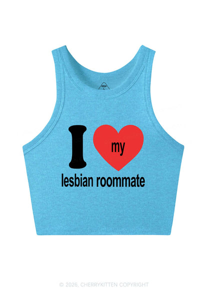 I Love My Lesbian Roommate Pride Y2K Crop Tank Top Cherrykitten