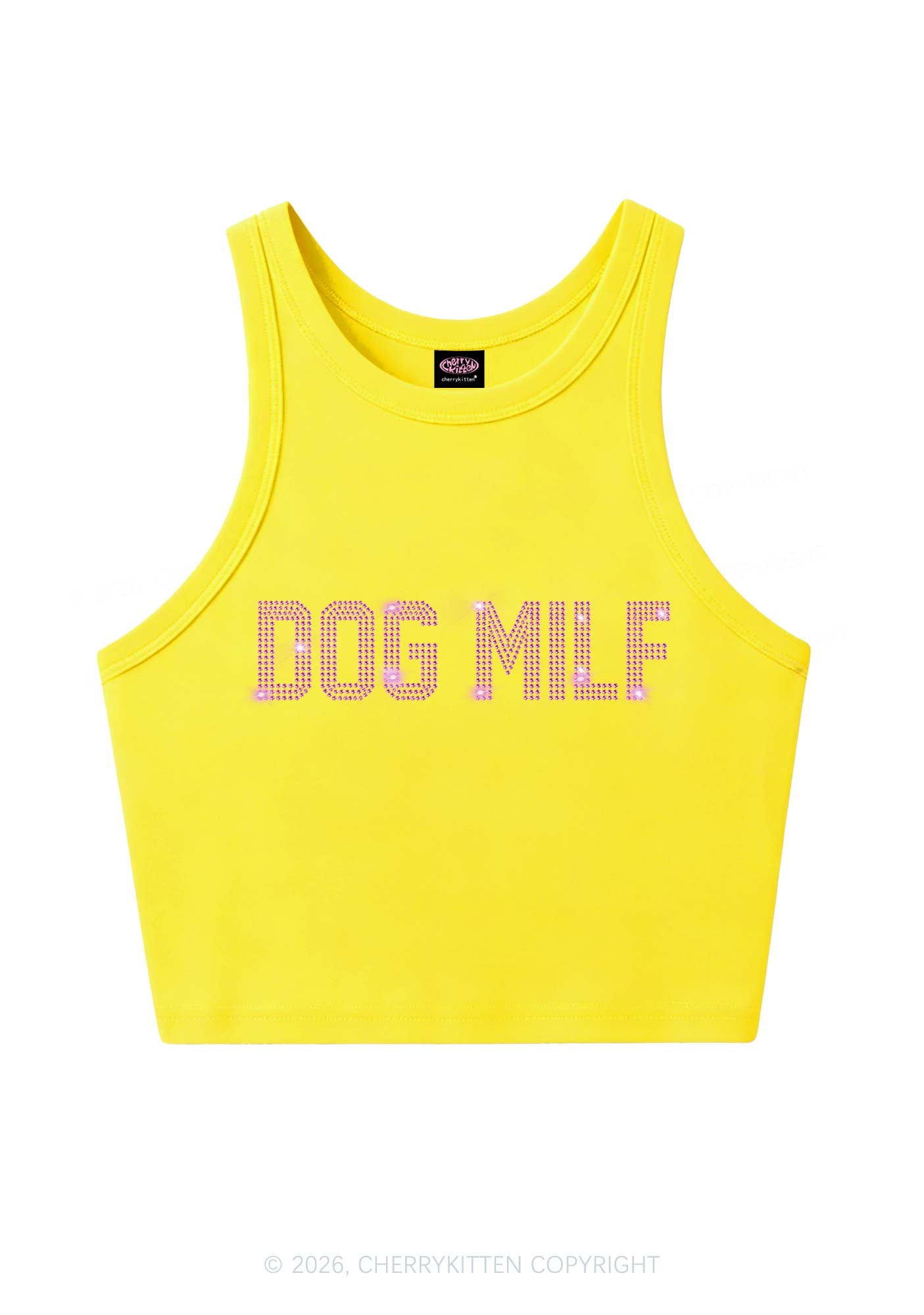 Rhinestone Dog Mxxf Y2K Crop Tank Top Cherrykitten