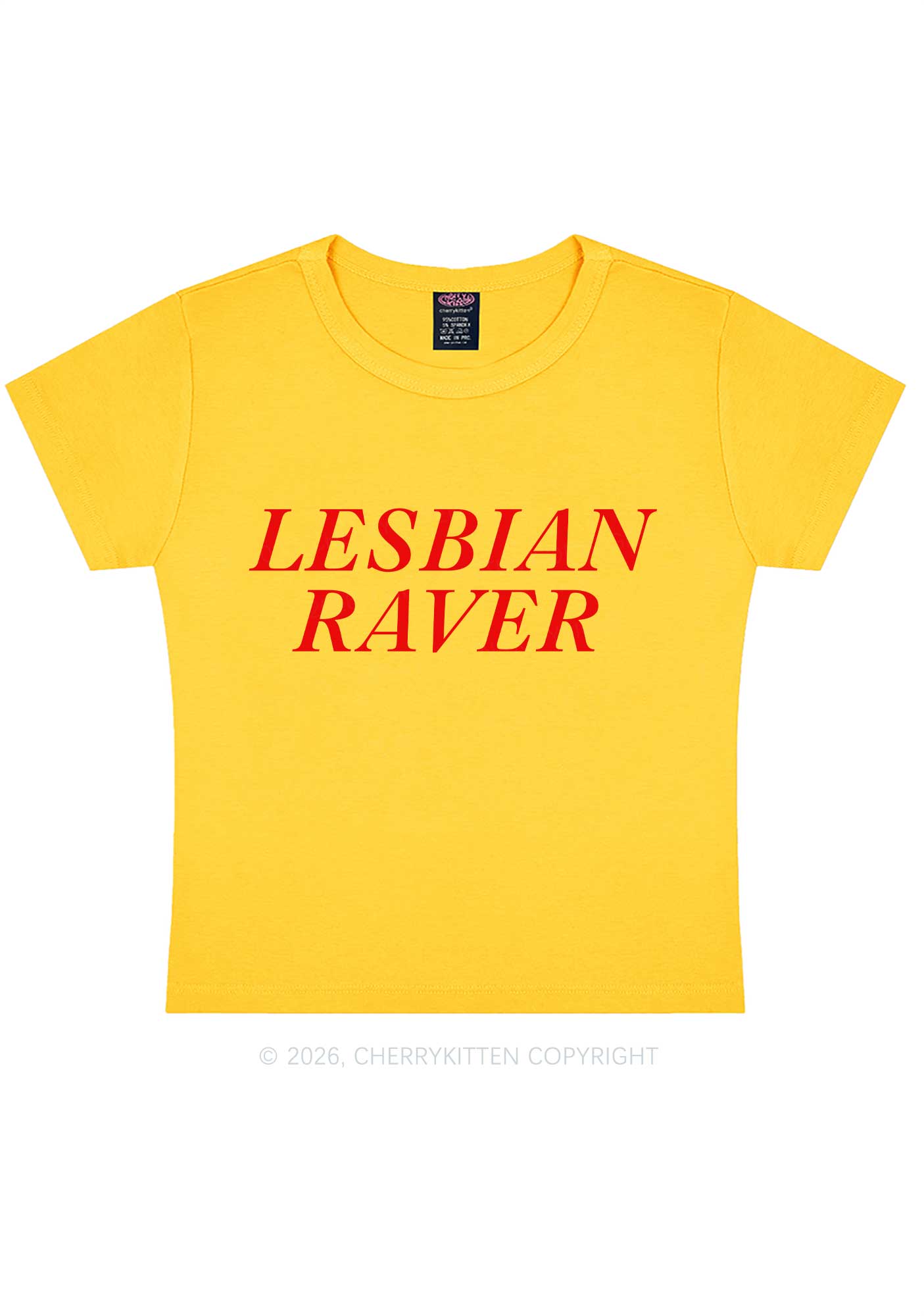 Lesbian Raver Pride Y2K Baby Tee Cherrykitten