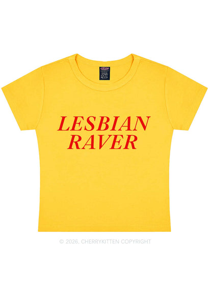 Lesbian Raver Pride Y2K Baby Tee Cherrykitten