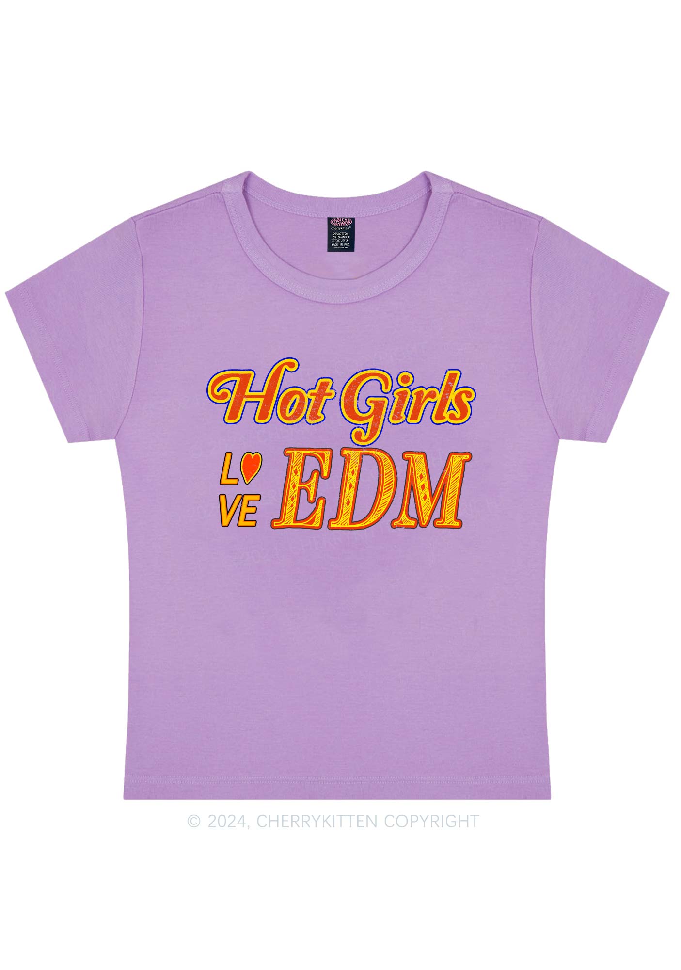 Hot Girls Love Edm Y2K Baby Tee Cherrykitten