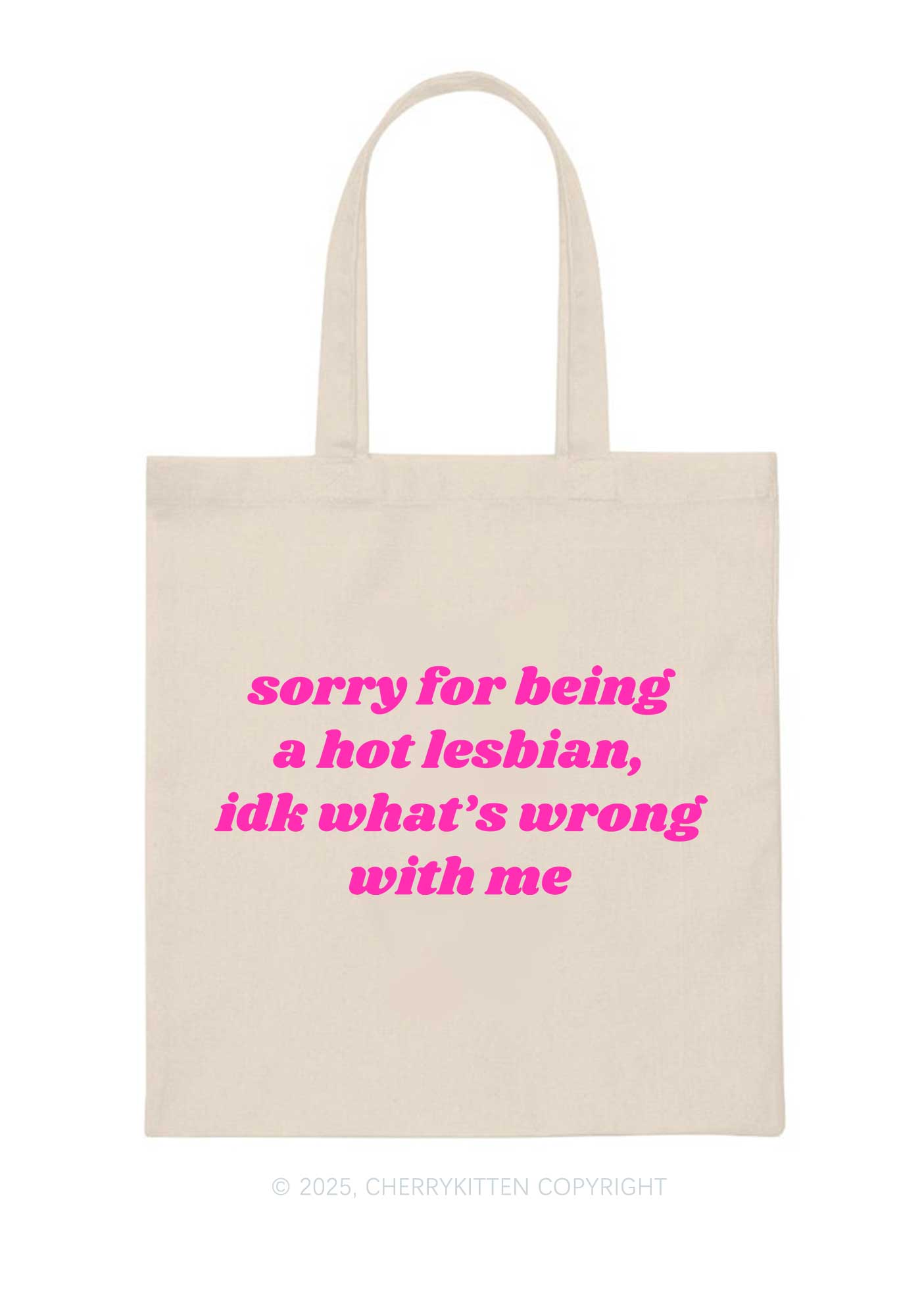 Sorry For Being Hot Lesbian Pride Y2K Canvas Tote Bag Cherrykitten